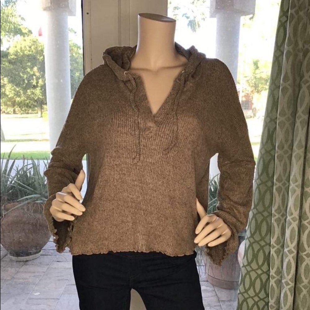 Mocha Ribbed hooded top - Picture 10 of 12